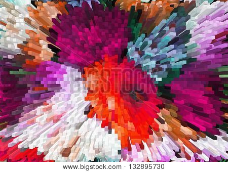 color extrusion floral background bright colorful abstract extrusion blocks and pyramids the gradient for the background and texture 3D extrusion flowers pattern for fabrics and fashion design