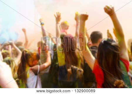 Blurred Dancing People No The Annual Holi Festival