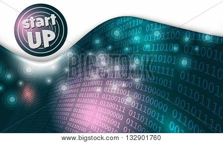 Futuristic abstract background with icon of start up and binary code