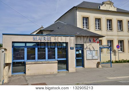 Les Tilliers en Vexin France - august 10 2015 : the city hall in summer