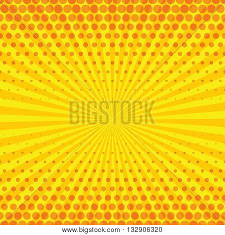 Abstract Creative concept vector comics pop art style blank layout template with clouds beams and isolated dots pattern on background. For Web and Mobile Applications, illustration template design.