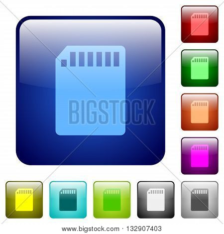 Set of SD memory card color glass rounded square buttons