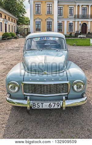 SKOTTORP SWEDEN - MAY 29 2016: Retro vehicle Volvo PV544 at Skottorps castle in Sweden.
