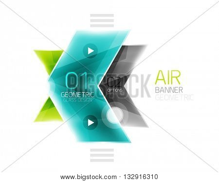 Glass arrow information web box. Vector infographic geometric abstract background