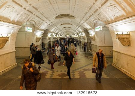 Russia, Yaroslavl-March 28.2016. subway stations Belorusskaya. Moscow Metro carries over 7 million passengers per day