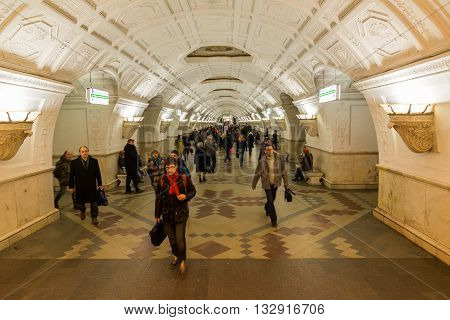 Russia, Yaroslavl-March 28.2016. subway stations Belorusskaya. Moscow Metro carries over 7 million passengers per day