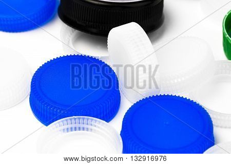 bottle lids for recycle on white background
