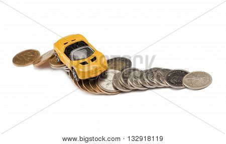 road of coins isolated on white background