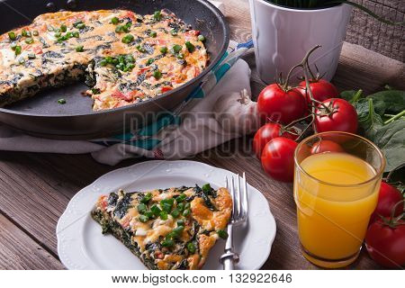 Frittata With Spinach, Tomatoes And Cheese