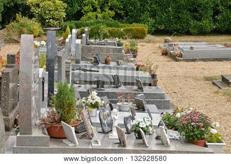 Guiry en Vexin France - august 8 2015 : the cemetery in summer