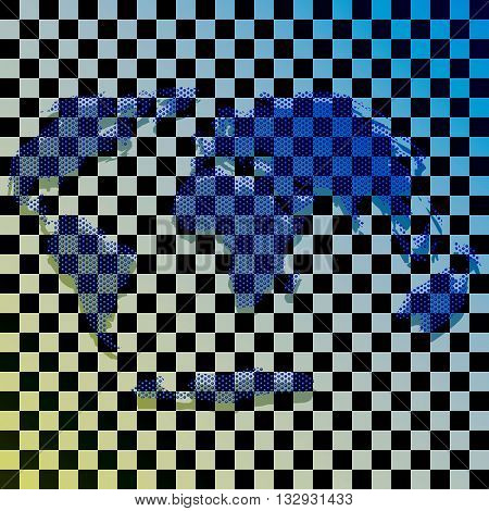 world map composed of balls on a blank background
