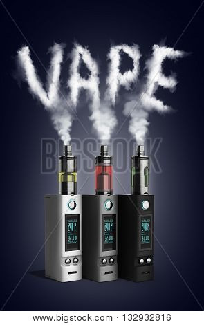 Electronic Cigaretts Device Box Mod To Smokeless Smoking 3D Render On Gradient With Vipe