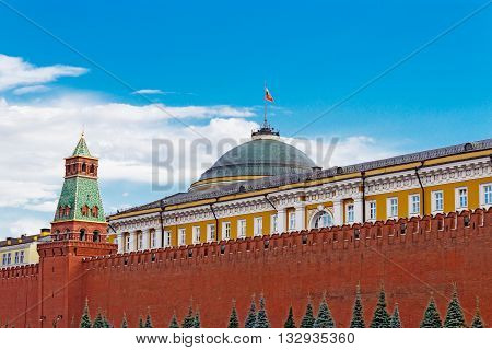 Senate tower and the Senate Palace in the Moscow Kremlin. Russia