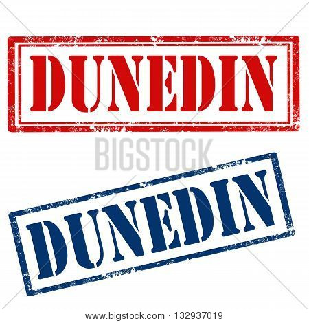 Set of stamps with text Dunedin,vector illustration