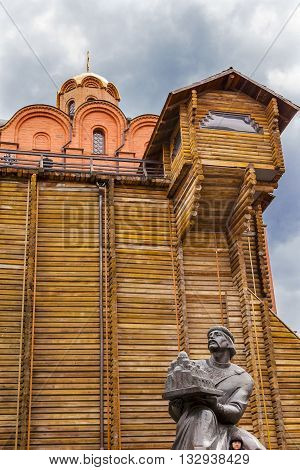 Golden Gate of Kiev originally built in 1017 to 1024 by Yaraslov the Wise in the statue. Reconstructed 1982. One of the original three Gates of the Kiev City Walls