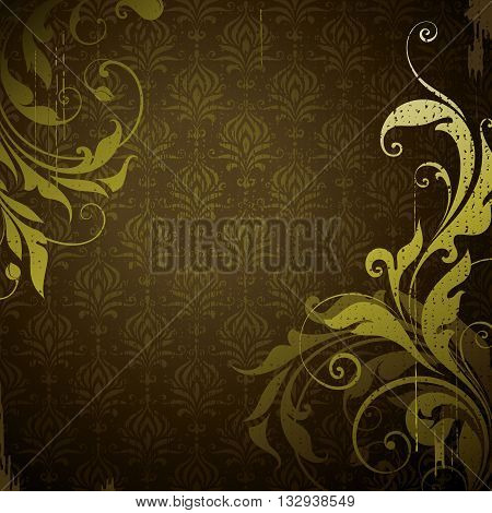 Retro grunge floral background with copy space.