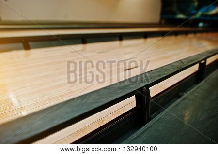 Kids bumpers at bowling lane at alley