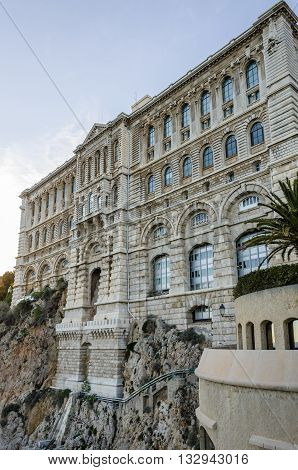 View from the sea of Oceanographic museum in Monaco