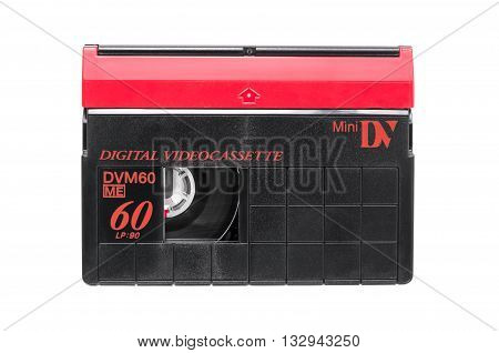 MiniDV video cassette isolated on white background with clipping path