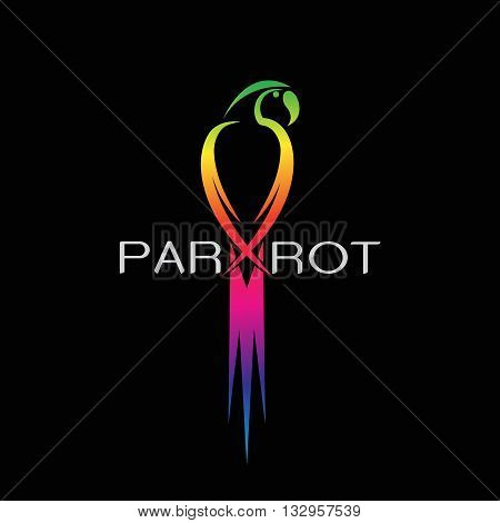 Vector image of a parrot design on black background.