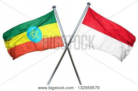 Ethiopia flag with Indonesia flag, 3D rendering