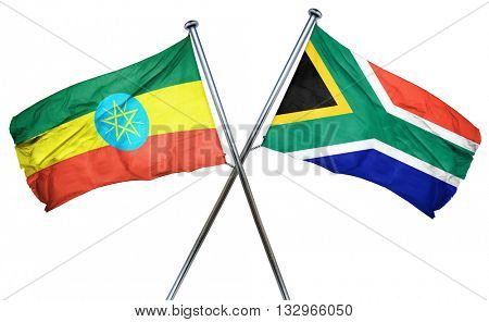Ethiopia flag with South Africa flag, 3D rendering
