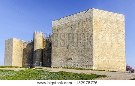 Montealegre de Campos castle is located in Castilla y Leon Spain close to the city of Valladolid. It is a medieval castle still keeping its high defensive walls