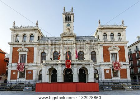 Valladolid Spain - March 23 2016: Town Hall of Valladolid a city in western Spain. It has a great historical and cultural past.