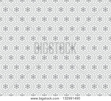 Seamless pattern. Abstract small dotted background. Simple stylish texture with regularly repeating geometrical shapes dotted circles hexagons. Vector element of graphical design