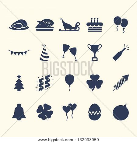 Party-Celebration Web Icon Set Design. Easy to manipulate, re-size or colorize.