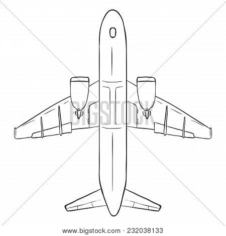Vector Sketch Passenger Airplane. Commercial Aviation Aircraft.