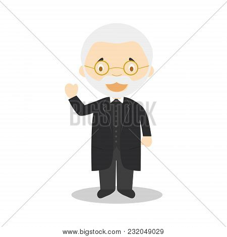 Miguel De Unamuno Cartoon Character. Vector Illustration. Kids History Collection.