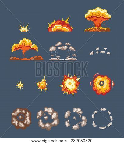 Set Of Objects, Animation Scenes, For Game, Effect Smoke, Explosion, Fire Clouds, Frame-by-frame Ani