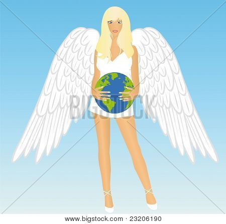 Flickan en ängel med jorden