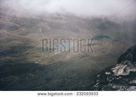 View At Glacier Lakes From Chalcaltaya Mountain In Cordillera Range At Bolivia