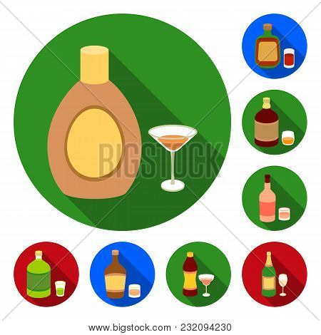 Types Of Alcohol Flat Icons In Set Collection For Design. Alcohol In Bottles Vector Symbol Stock  Il