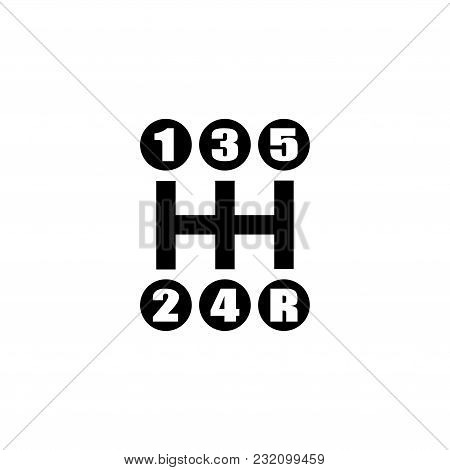 Gear Shifter. Manual Transmission. Flat Vector Icon. Simple Black Symbol On White Background
