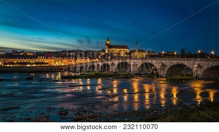 Sunset Image Of Blois And The Loire River, France