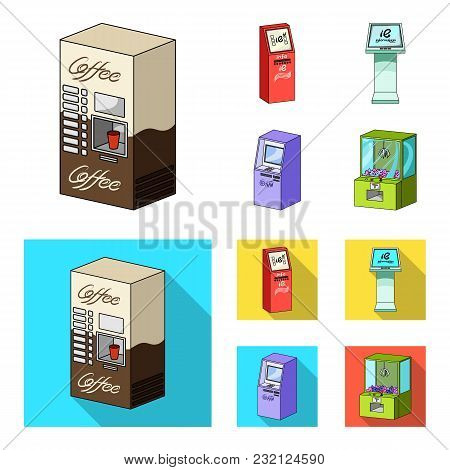 Coffee Machine, Atm, Information Terminal. Terminals Set Collection Icons In Cartoon, Flat Style Iso