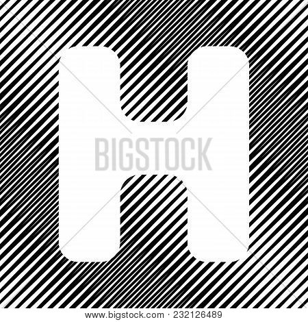 Letter H Sign Design Template Element. Vector. Icon. Hole In Moire Background.