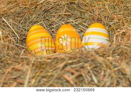 Easternest Basket Tradition Red Hidden Easter Eggs To Search. Traditional Easter Holiday Festival Ce