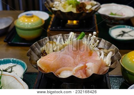 Japanese Chicken Hot Pot For Lunch At Local Restaurant.