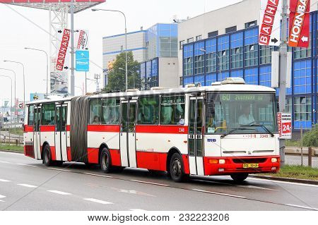 Brno, Czech Republic - July 22, 2014: Articulated City Bus Karosa B941e At The City Street.