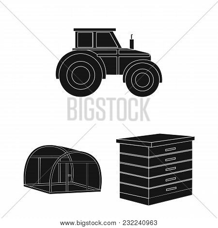 Farm And Gardening Black Icons In Set Collection For Design. Farm And Equipment Vector Symbol Stock 