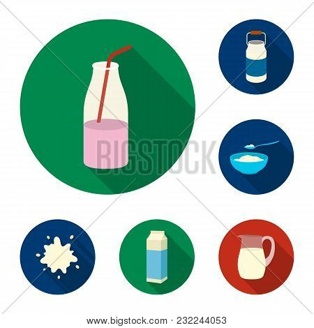 Milk Product Flat Icons In Set Collection For Design.milk And Food Vector Symbol Stock  Illustration