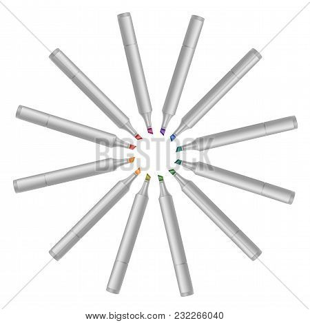 Set Of Bright Markers On A White Background. Realistic Vector Illustration. Eps 10