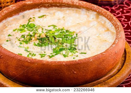 Chicken With Vegetables Baked In Sour Cream. Georgian Cuisine