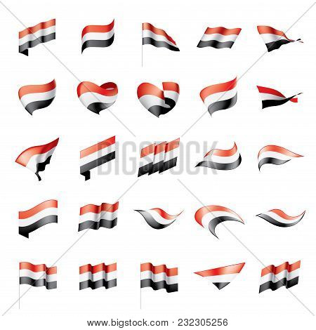 Yemeni Flag, Vector Illustration On A White Background