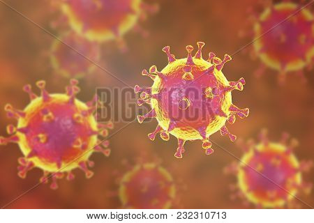 Mers Virus, Meadle-east Respiratory Syndrome Coronovirus, 3d Illustration