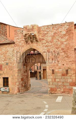 Entrance To The Town Of Ayllon Cradle Of The Red Towns In Addition Of Beautiful Medieval Town In Seg